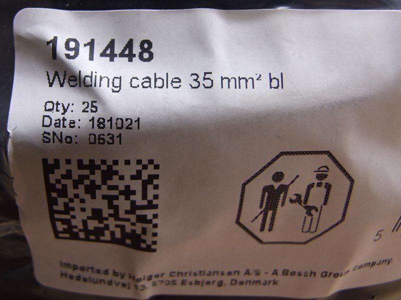 Kabel za varenje 35mm2 200v 217a crni 25m