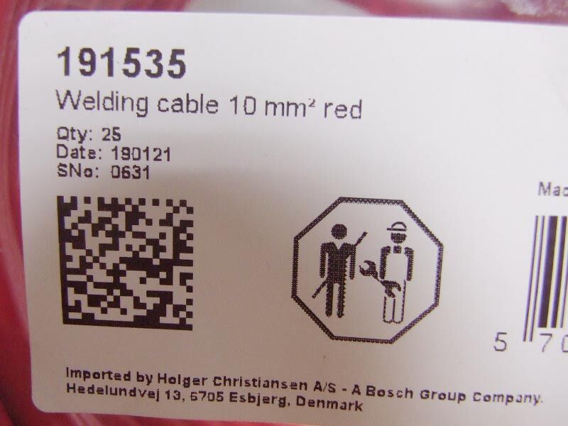 Kabel za varenje 10mm2 300/500v 63a crveni 25m