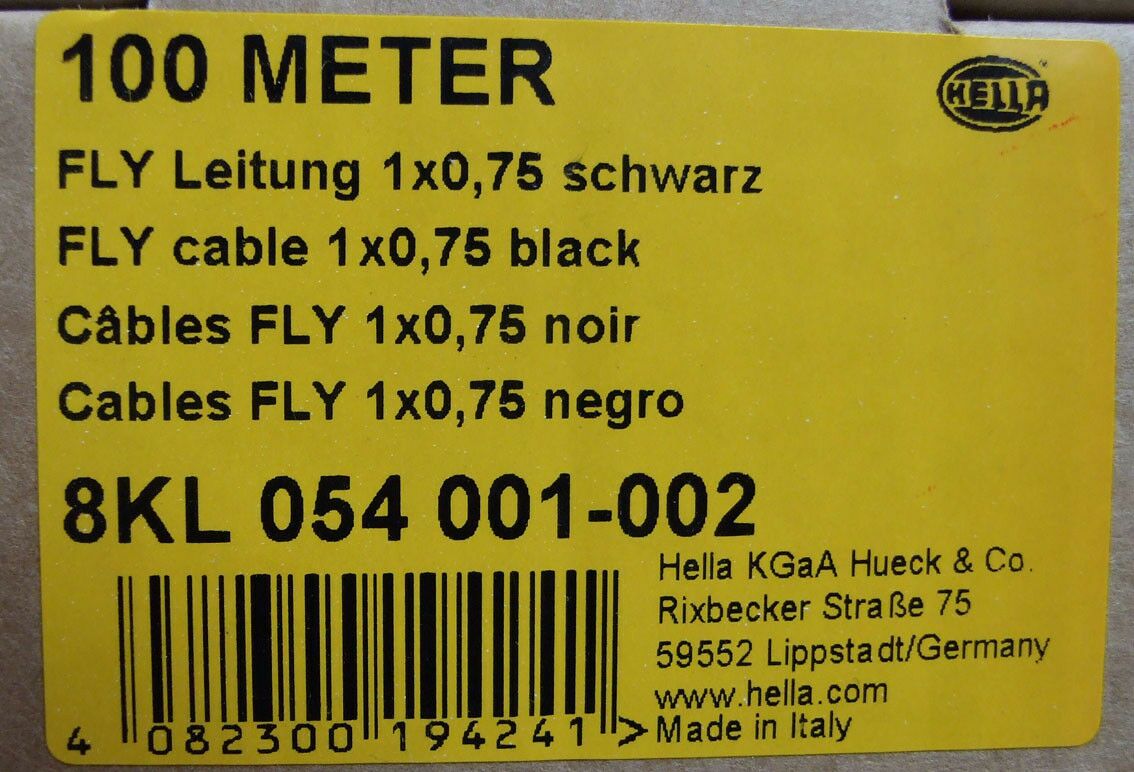 Kabel hella 0,75mm2 crni